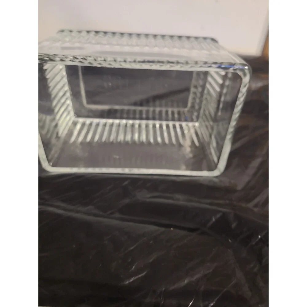 Vintage 2 Pcs Refrigerator Glass Butter Dish Keeper 7.5
